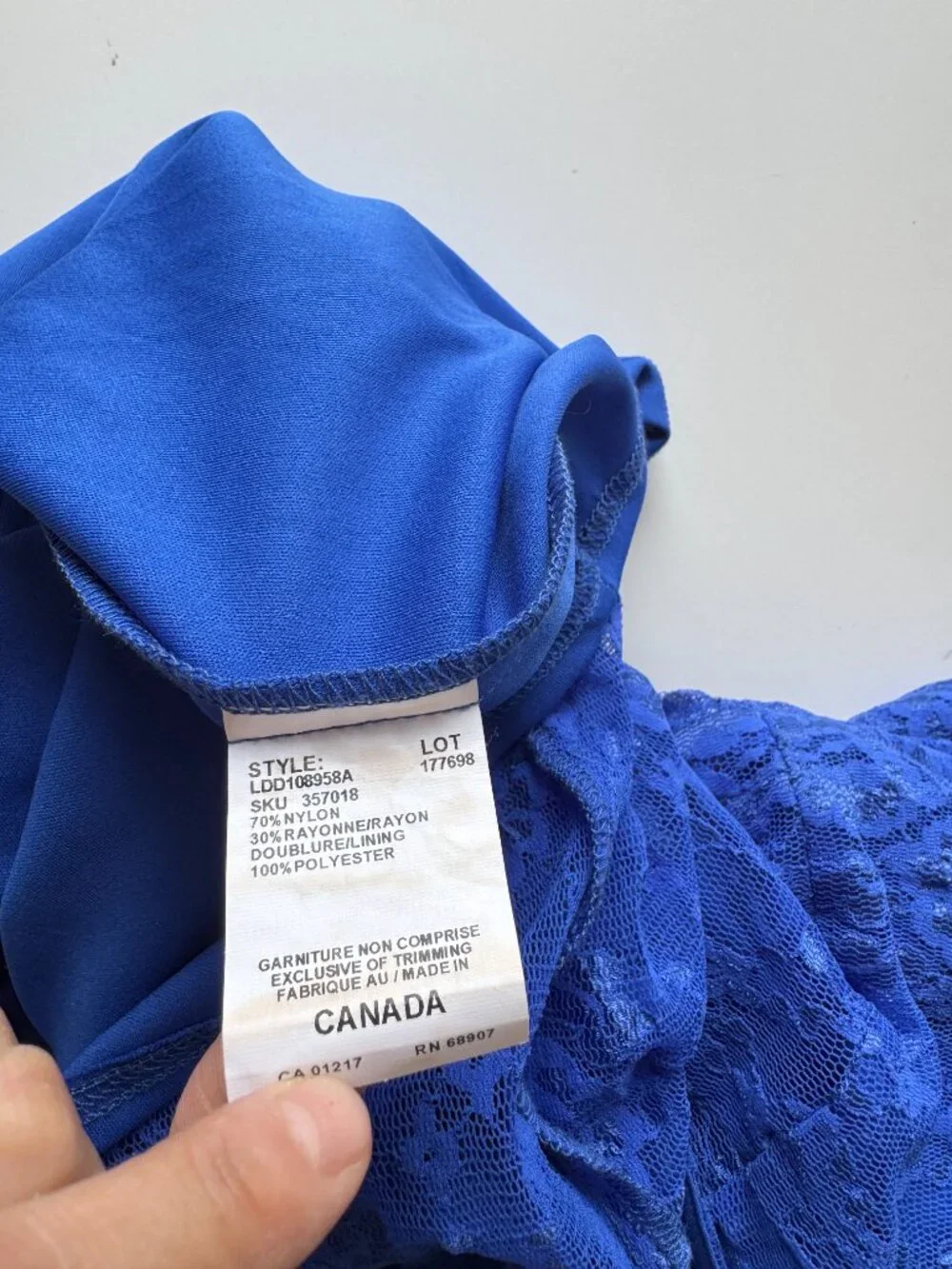 Vintage 00's LE CHATEAU Royal Blue Stretch Lace Fish Tail Maxi Dress, Size XS - Picture 11 of 11